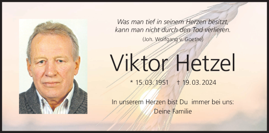 Anzeige von Viktor Hetzel von MGO