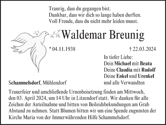 Anzeige von Waldemar Breunig von MGO