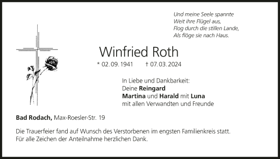 Anzeige von Winfried Roth von MGO