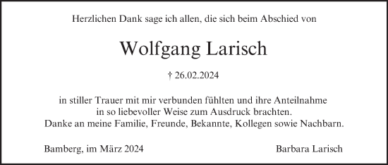Anzeige von Wolfgang Larisch von MGO