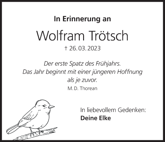 Anzeige von Wolfram Trötsch von MGO