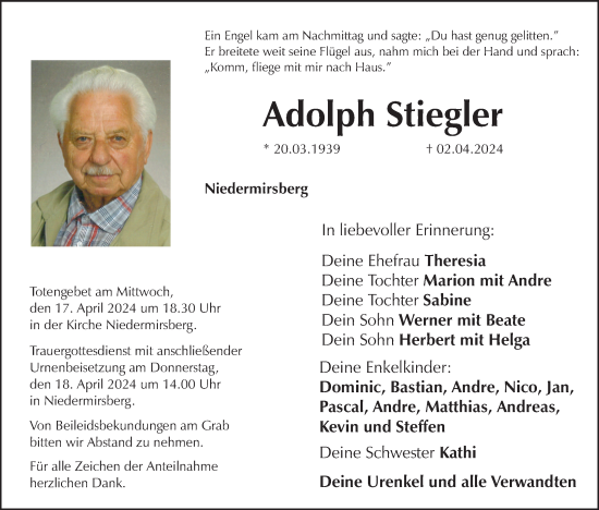 Anzeige von Adolph Stiegler von MGO