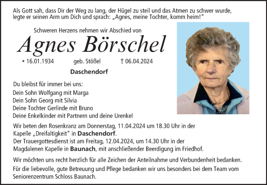 Anzeige von Agnes Börschel von MGO