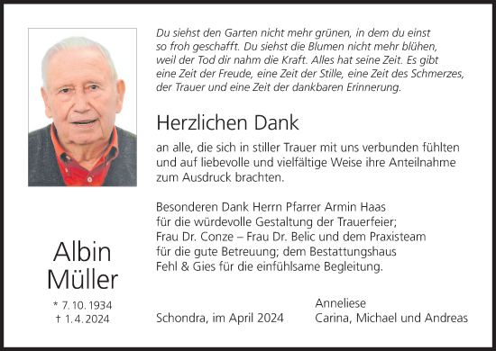 Anzeige von Albin Müller von MGO