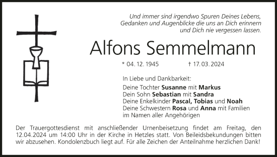 Anzeige von Alfons Semmelmann von MGO