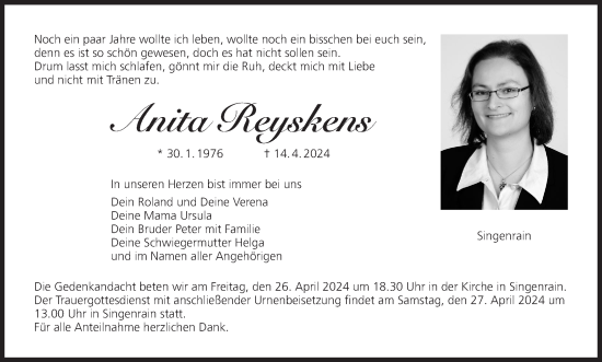Anzeige von Anita Reyskens von MGO