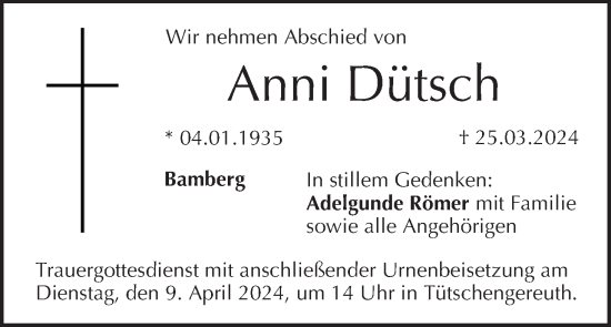 Anzeige von Anni Dütsch von MGO