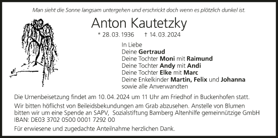 Anzeige von Anton Kautetzky von MGO