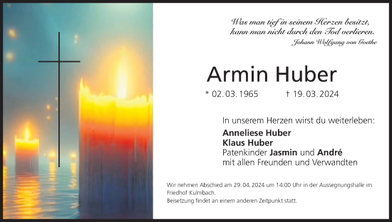 Anzeige von Armin Huber von MGO