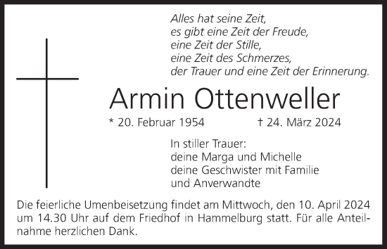Anzeige von Armin Ottenweller von MGO