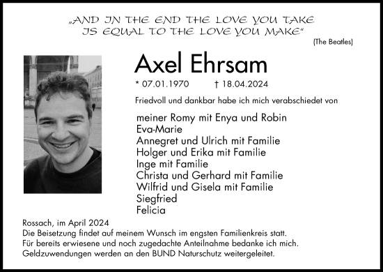 Anzeige von Axel Ehrsam von MGO