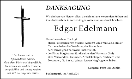 Anzeige von Edgar Edelmann von MGO