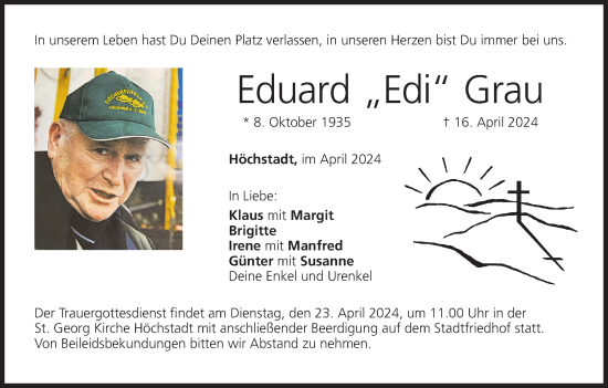 Anzeige von Eduard Grau von MGO