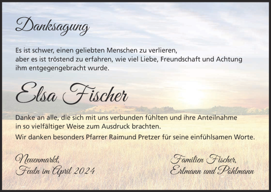 Anzeige von Elsa Fischer von MGO