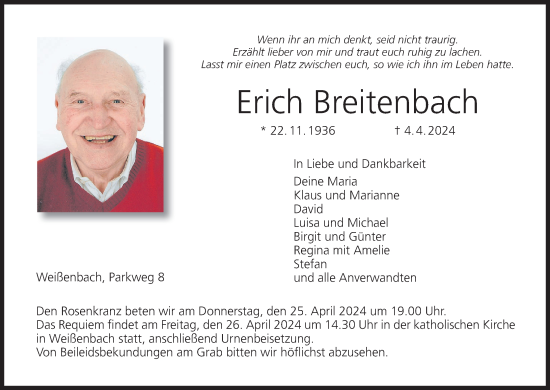 Anzeige von Erich Breitenbach von MGO