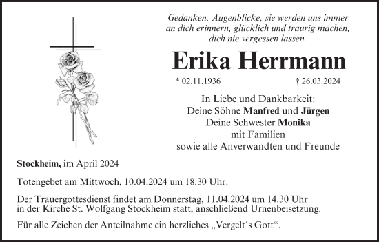 Anzeige von Erika Herrmann von MGO