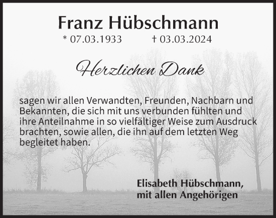 Anzeige von Franz Hübschmann von MGO