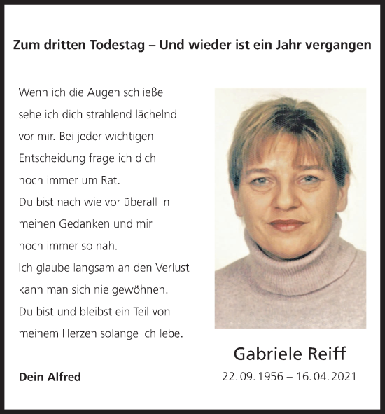 Anzeige von Gabriele Reiff von MGO
