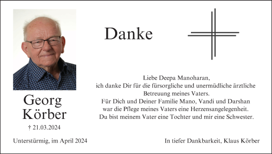 Anzeige von Georg Körber von MGO