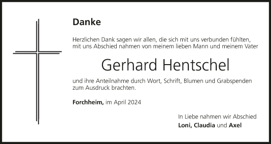 Anzeige von Gerhard Hentschel von MGO