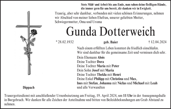 Anzeige von Gunda Dotterweich von MGO
