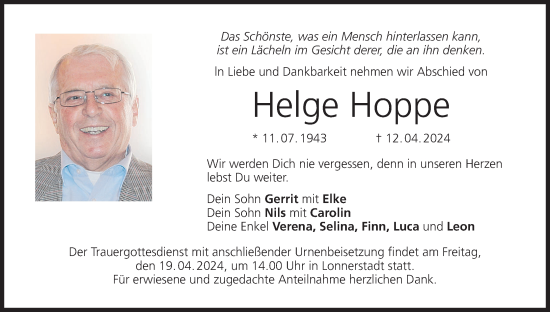 Anzeige von Helge Hoppe von MGO