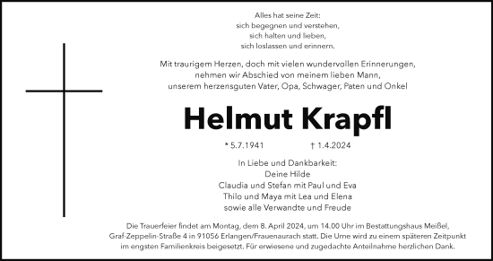 Anzeige von Helmut Krapfl von MGO