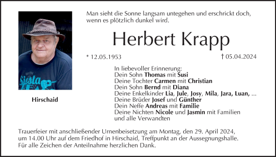 Anzeige von Herbert Krapp von MGO