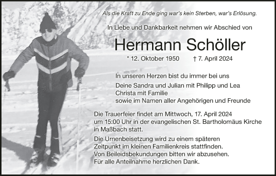 Anzeige von Hermann Schöller von MGO
