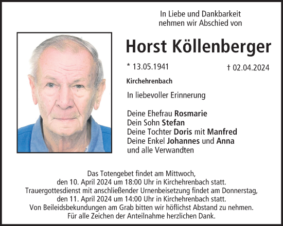 Anzeige von Horst Köllenberger von MGO