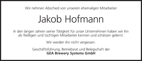 Anzeige von Jakob Hofmann von MGO