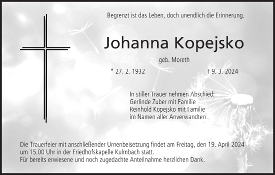 Anzeige von Johanna Kopejsko von MGO
