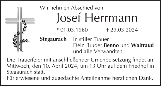 Anzeige von Josef Herrmann von MGO