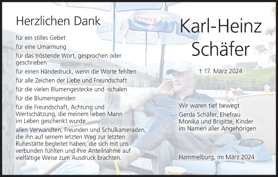 Anzeige von Karl-Heinz Schäfer von MGO