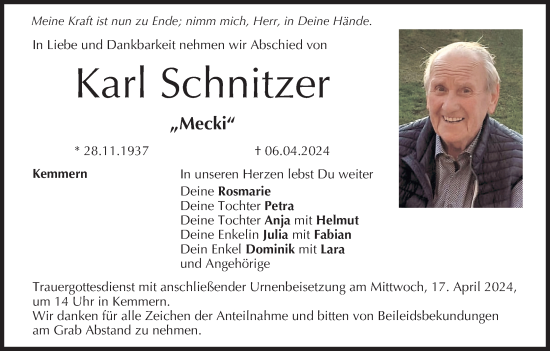 Anzeige von Karl Schnitzer von MGO
