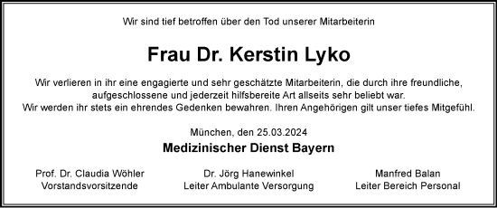 Anzeige von Kerstin Lyko von MGO