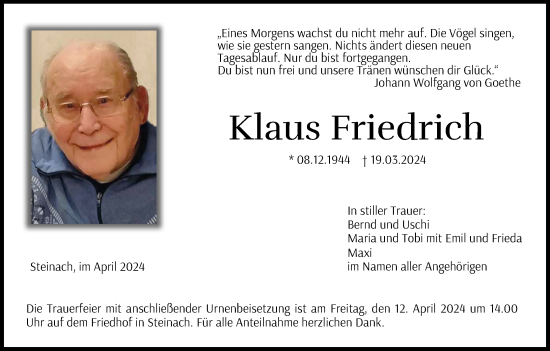 Anzeige von Klaus Friedrich von MGO