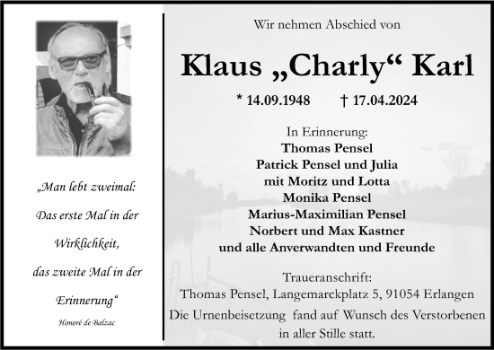 Anzeige von Klaus Karl von MGO