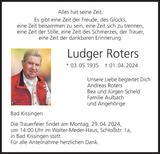 Anzeige von Ludger Roters von MGO