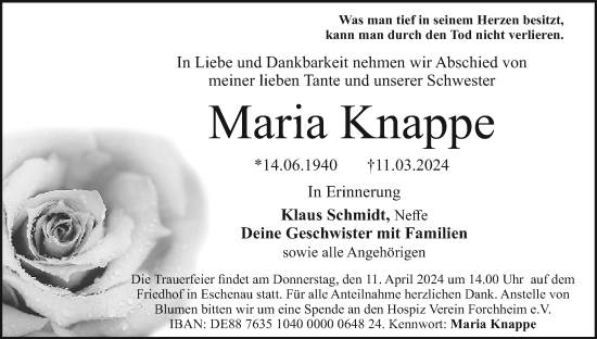 Anzeige von Maria Knappe von MGO