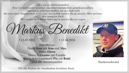 Anzeige von Markus Benedikt von MGO