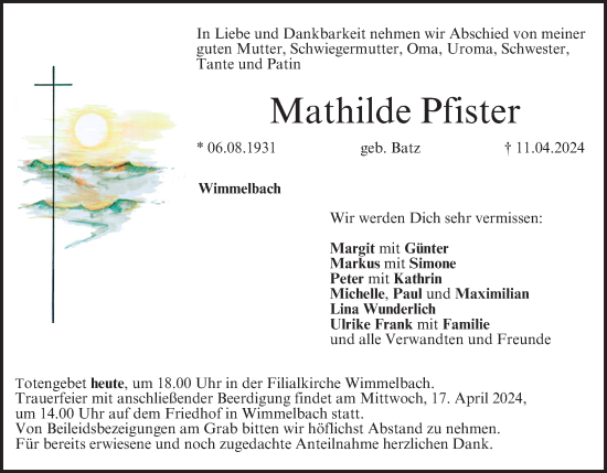 Anzeige von Mathilde Pfister von MGO