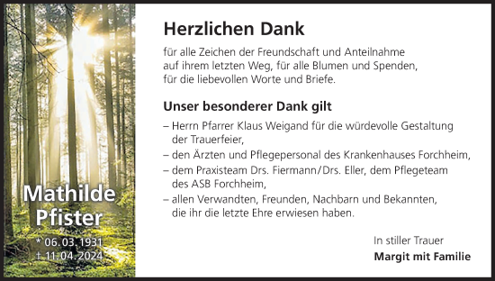 Anzeige von Mathilde Pfister von MGO