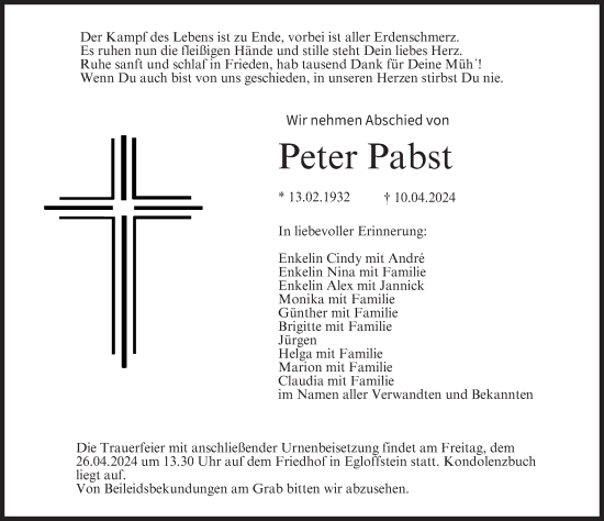 Anzeige von Peter Pabst von MGO