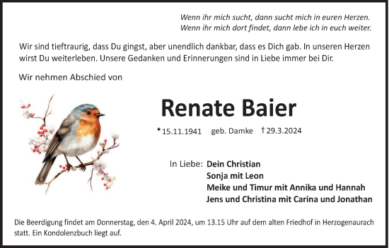 Anzeige von Renate Baier von MGO