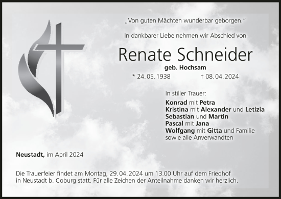 Anzeige von Renate Schneider von MGO