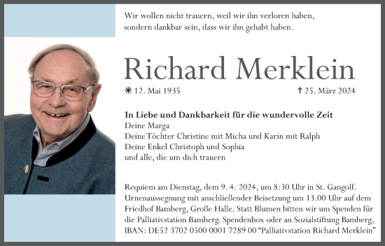 Anzeige von Richard Merklein von MGO
