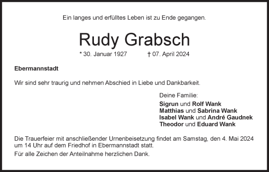 Anzeige von Rudy Grabsch von MGO