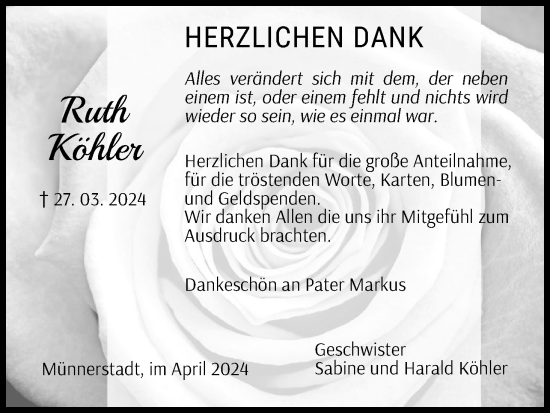 Anzeige von Ruth Köhler von MGO