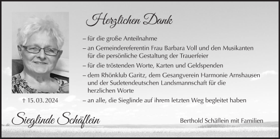 Anzeige von Sieglinde Schäflein von MGO